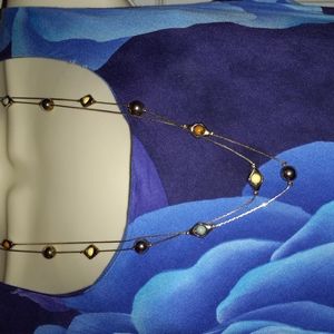 Multi colored double strand beaded necklace